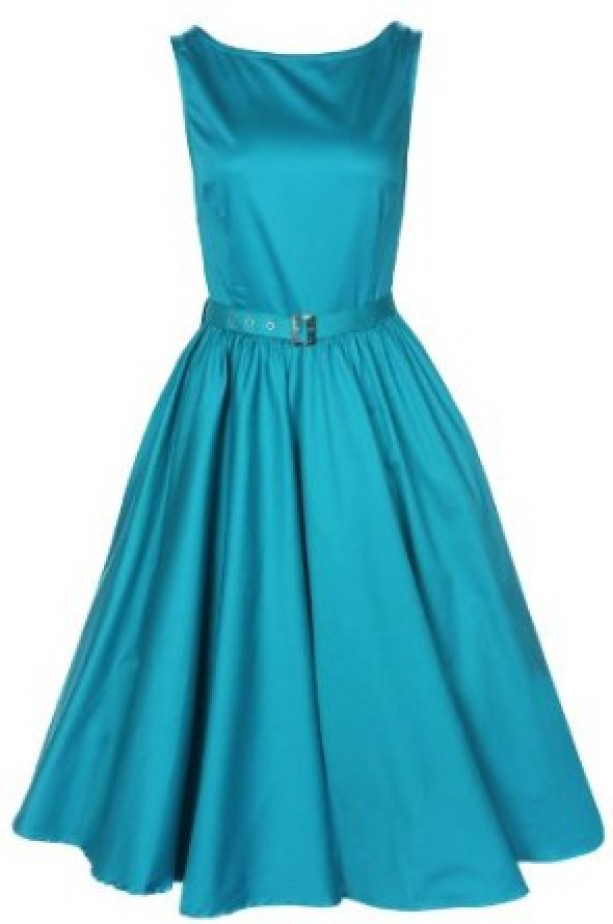 1950's Audrey Hepburn style swing party rockabilly evening vintage dress blue