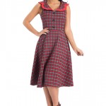 Wide Collared Flare Dress model